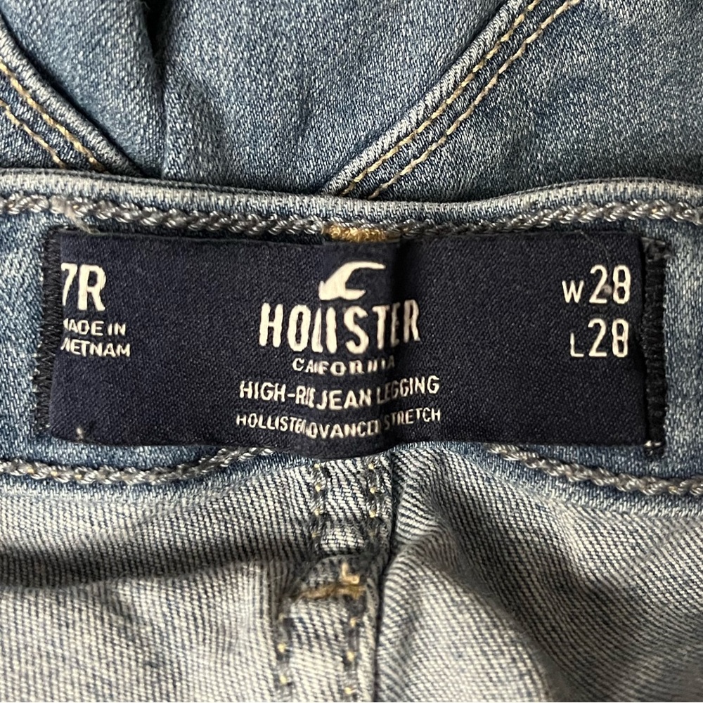 Hollister High Rise Jean Leggings Distressed Jegging Jeans Blue Size 7R, w28 - Picture 3 of 6